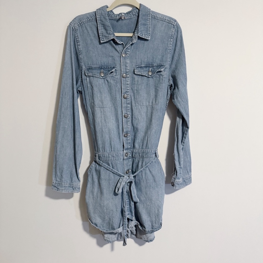 Free People - Long Sleeve Denim Romper - Picture 2 of 6